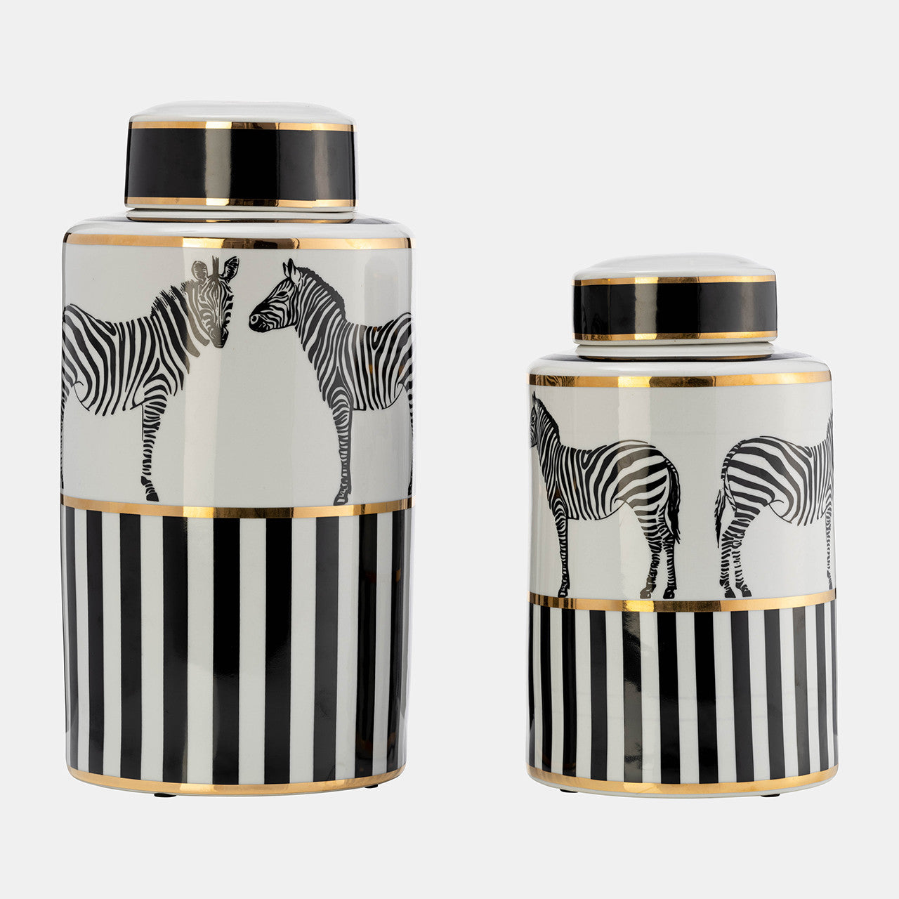 Luxury Zebra Jar W/ Lid