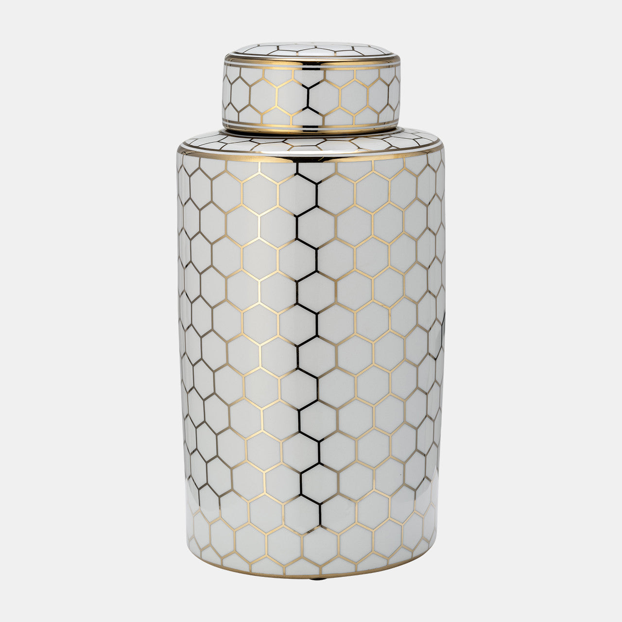 Luxury Honeycomb Jar W/ Lid, Gold