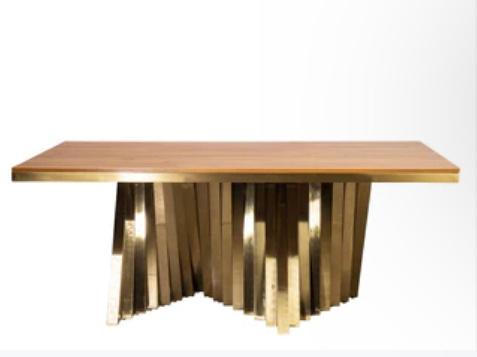 WOOD-WATERFALL RECTANGULAR WOOD TOP DINING TABLE